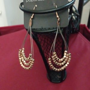 Paparazzi off the block shimmer earrings. Dangled.